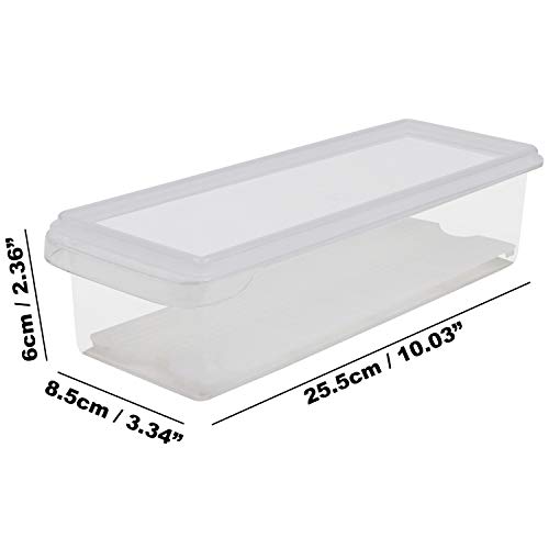 Organizadores de Refrigerador (Pack de 3) - (25,5x8,5x6cm) Acrílico Contenedor Apilable para Refrigerador con asas - Cajas de almacenamiento para Carne, Condimentos Pequeños, Vegetales y Mas