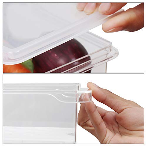 Organizadores de Refrigerador (Pack de 3) - (25,5x8,5x6cm) Acrílico Contenedor Apilable para Refrigerador con asas - Cajas de almacenamiento para Carne, Condimentos Pequeños, Vegetales y Mas