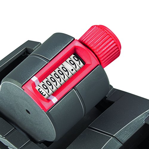 Original Meto Etiquetadora Manual ProLine S 9505477 (de 1 línea y 10 dígitos para Etiquetas de 26 x 12 mm, Listas para usarse) 1 Máquina Etiquetadora, Gris-Rojo