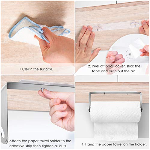 Orimade Adhesivo Portarrollos de Cocina Debajo Del Gabinete Dispensador Soporte para Papel Sin Perforar Acero Inoxidable