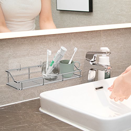 Oriware Adhesivo Estante Ducha Cesta Estanteria Organizador Baño Inodoro Cocina Sin Taladro SUS304 Acero Inoxidable - 2 Piezas