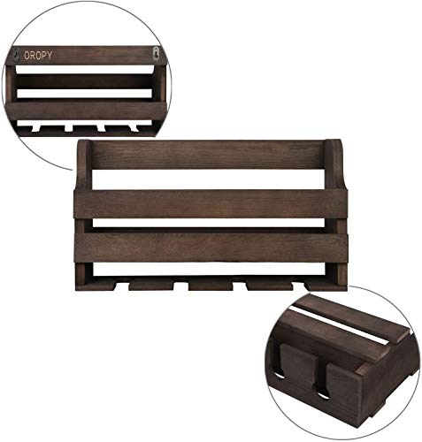 OROPY Estante de Vino montado en la Pared y Soporte de Vidrio, Estante de exhibición de Almacenamiento de Vino rústico de Madera, para decoración de Cocina, Comedor, Bar, hogar y Cocina