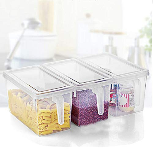 OSALADI 2 Piezas de Contenedores de Almacenamiento de Nevera de Plástico Transparente Apilable de Productos Ahorradores Refrigerador Organizador Contenedor con Tapa de Asa para Congelador