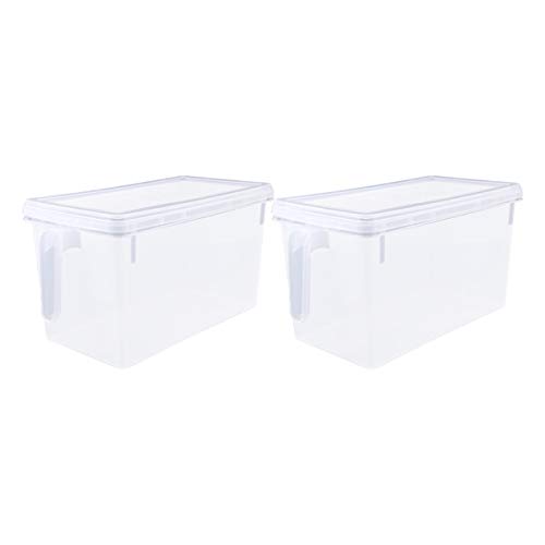 OSALADI 2 Piezas de Contenedores de Almacenamiento de Nevera de Plástico Transparente Apilable de Productos Ahorradores Refrigerador Organizador Contenedor con Tapa de Asa para Congelador