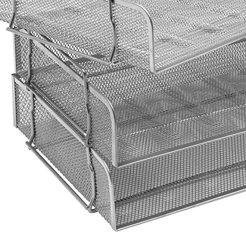 Osco LTSSL-SLV - Bandeja para cartas horizontal de malla metálica, color plateado