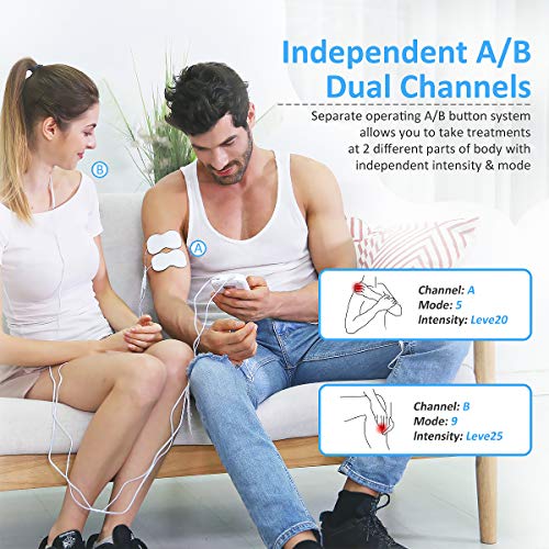 OSITO Electroestimulador TENS, Electroestimulador Digital con 25 Modos, 4 Electrodos, Electroestimulador Muscular para Aliviar el Dolor, Masajes, Estimulación Muscular y Relajación - Recargable