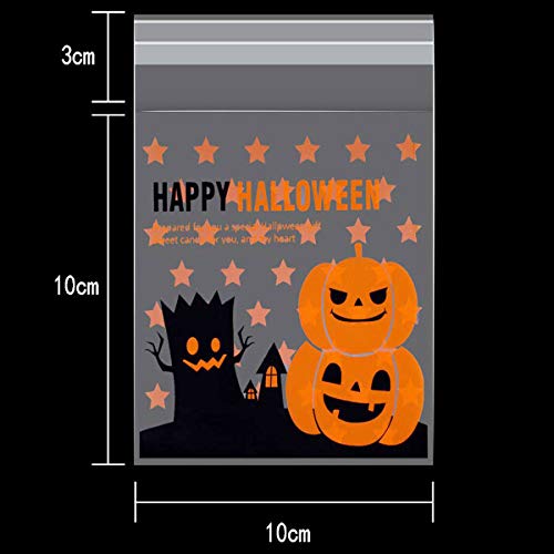 Osuter 400PCS Bolsas Caramelos Halloween Plastico Bolsa de Dulces Pequeñas Bolsas Galletas Autoadesivas para Halloween Caramelos DIY Regalo