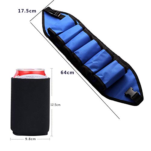 Osuter Portátil Cinturón de Cerveza Ajustable con 5PCS Enfriadora de Latas Plegable Cartuchera de Cerveza para Senderismo Camping Playa Barbacoas