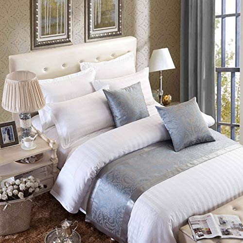 OSVINO - Sobrecama moderno, suave y lujoso de estilo europeo, elemento decorativo y protector para camas de habitación de hotel, tela, Gris, 240X50cm for 180cm bed