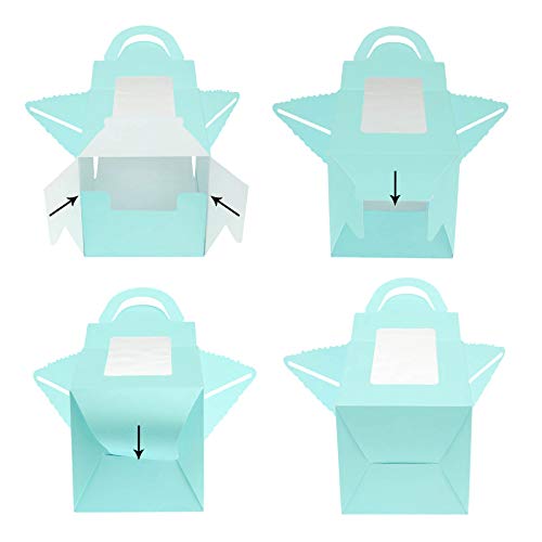 OTOTEC - Caja para tartas con ventana para ventana de color blanco/rosa/azul/verde, 10/20 unidades, 9,5 x 9,5 x 11 cm
