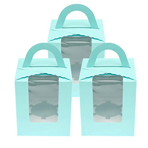 OTOTEC - Caja para tartas con ventana para ventana de color blanco/rosa/azul/verde, 10/20 unidades, 9,5 x 9,5 x 11 cm