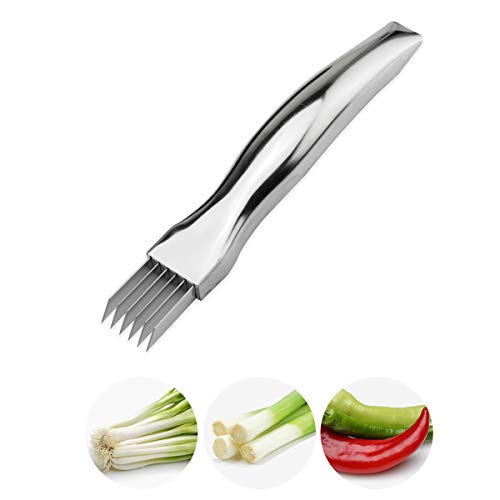 OUMOSI Cortador de cebolla de acero inoxidable, cortador de cebolla, cortador de cebolla, cortador de verduras, herramienta de cocina juliana