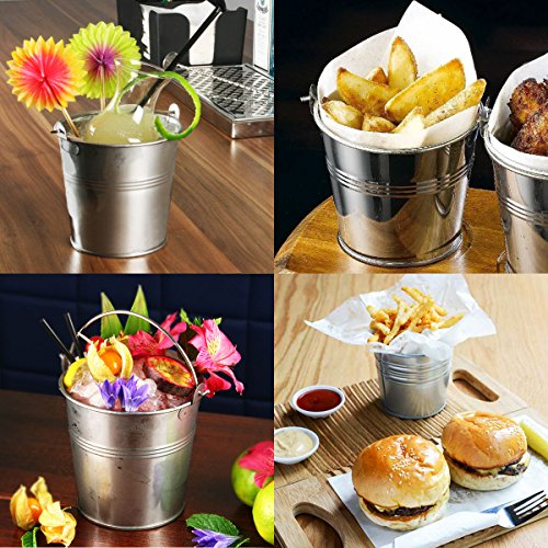 OUNONA 6pcs 10.5x7.2x10.5cm Mini Cubo del Metal de la hojaldra Cubos de hojalata de Las fritadas del francés