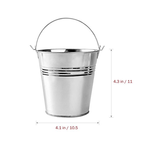 OUNONA 6pcs 10.5x7.2x10.5cm Mini Cubo del Metal de la hojaldra Cubos de hojalata de Las fritadas del francés