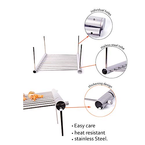 OurLeeme Parrilla para asar, Parrilla para fumadores de acero inoxidable Parrilla portátil para acampar Parrilla para barbacoa Parrilla para acampar compacta plegable para acampar, picnic