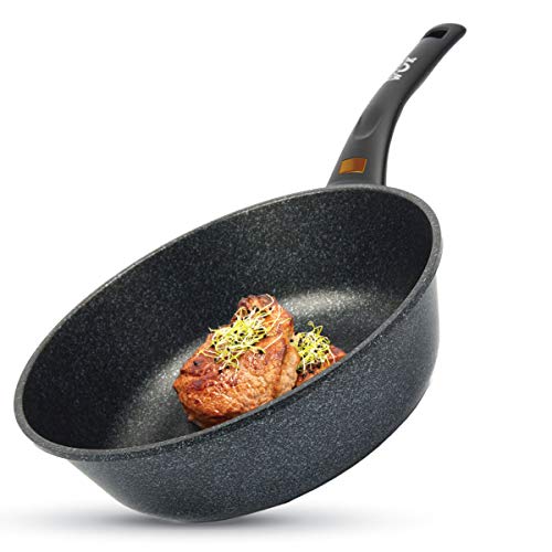 Oursson Sartén Wok de Ceramica con Recubrimiento Marmol, Antiadherente, 5 años Garantía, Todo Tipo de Fuegos: Inducción, Gas, Eléctrico y Cerámica, KWW2822MR (28 cm Wok)