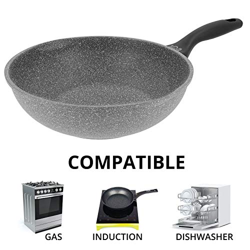 Oursson Sartén Wok de Inducción Antiadherente, 5 años de garantía, Korea Wok, Granito, Piedra, (Sartén Wok 28 cm)