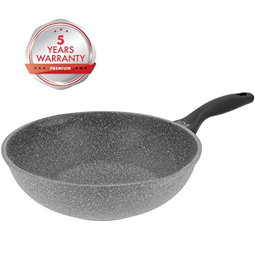 Oursson Sartén Wok de Inducción Antiadherente, 5 años de garantía, Korea Wok, Granito, Piedra, (Sartén Wok 28 cm)