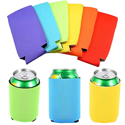 Outgeek Enfriadora de Latas, 12PCS Can Sleeve Neopreno Plegable con Aislamiento Soda Botella Holder Partido Plegable Cubrela Funda Cooler Sleeve