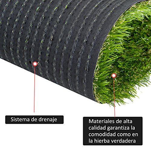 Outsunny Césped Artificial Tipo Alfombra o Estera de Hierba Sintética de Exterior Interior 3x1m 25mm para Jardín y Terraza 1 Pieza