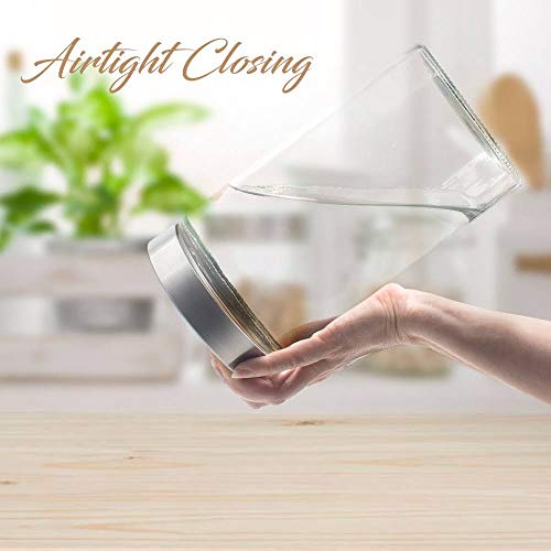 OUXI T4 PCS Tarros De Cristal con Tapa De Acero Inoxidable, 1.7LBotes Recipientes para Alimentos Hermeticos De Vidrio para Cocina, Almacenaje De Legumbres, Galletas, Espaguetis (4 Botes, 1.70 LT)