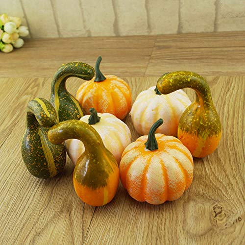 Oyria Artificial Mini Calabaza de Otoño, 6 unidades de Calabaza Falsas Falsas Falsas Vegetales Adornos para Halloween Otoño Acción de Gracias Jardín Decoración de Hogar y Cosecha