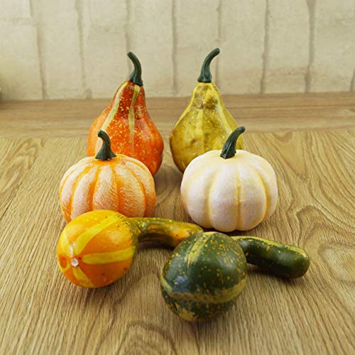Oyria Artificial Mini Calabaza de Otoño, 6 unidades de Calabaza Falsas Falsas Falsas Vegetales Adornos para Halloween Otoño Acción de Gracias Jardín Decoración de Hogar y Cosecha