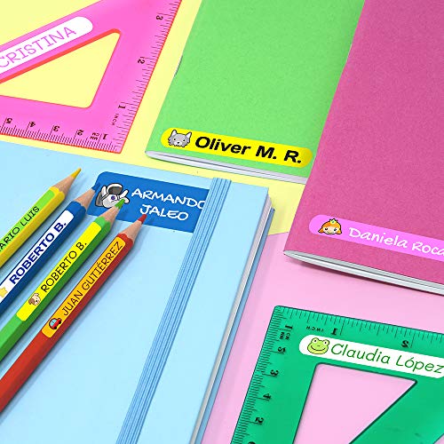 Pack 155 etiquetas personalizadas para marcar ropa y objetos. 100 Etiquetas de tela termoadhesiva + 55 etiquetas adhesivas de vinilo. (Color 1)