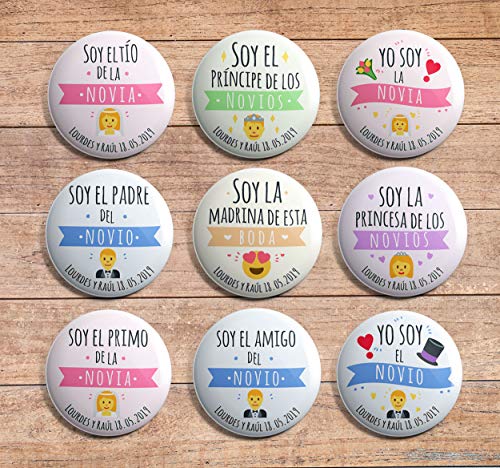 Pack chapas personalizadas 59mm (bodas, despedidas, eventos) (100)