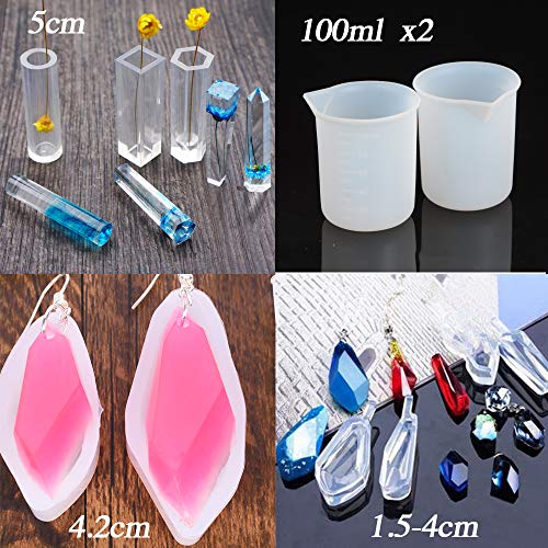 Pack de 155 Accesorios Moldes Manualidades de Silicona Moldes de Resina Joyerías Fabricación de Joyas Colgante Llaveros Herramientas Bisutería