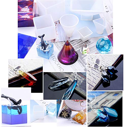 Pack de 155 Accesorios Moldes Manualidades de Silicona Moldes de Resina Joyerías Fabricación de Joyas Colgante Llaveros Herramientas Bisutería