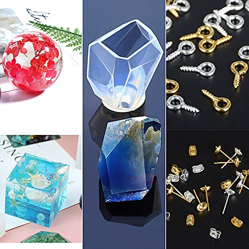 Pack de 155 Accesorios Moldes Manualidades de Silicona Moldes de Resina Joyerías Fabricación de Joyas Colgante Llaveros Herramientas Bisutería