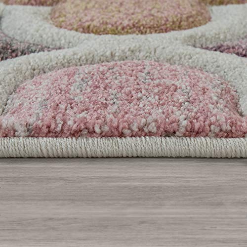 Paco Home Alfombra Orient Rosa Color de Rosa Salón Colores Pastel Diseño marroquí Apilamiento Corto, tamaño:160x230 cm
