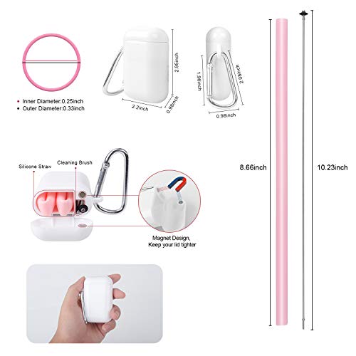 Pajitas plegables de silicona reutilizables - Juego de 13 piezas Pajita de beber flexible, portátil, apta para uso alimentario, colorida, con estuche, Sin BPA, Seguro para niños/niños pequeños
