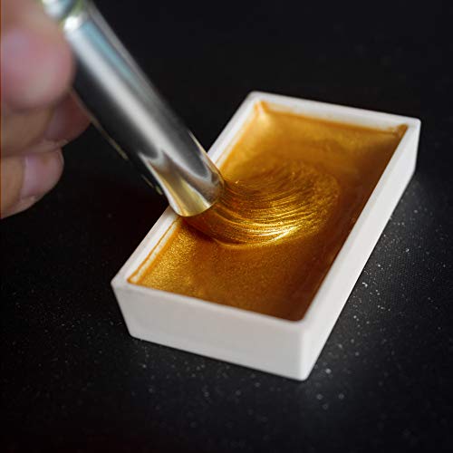 Paleta de pintura de acuarela con 6 colores metalizados - Estuche práctico y portable - Material para dibujo - ideal para artistas y personas que deseen aprender a dibujar