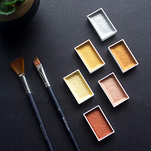 Paleta de pintura de acuarela con 6 colores metalizados - Estuche práctico y portable - Material para dibujo - ideal para artistas y personas que deseen aprender a dibujar