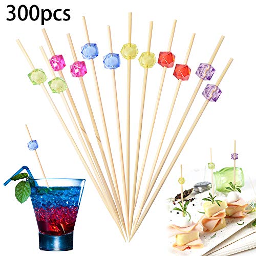 Palillos de cóctel Lifreer 300 piezas (3 paquetes) 12 cm/4.72 in palillos de bambú palillos de dientes palillos de bambú para cóctel, barbacoa, kebabs, cócteles, fiesta, bandeja decorativa