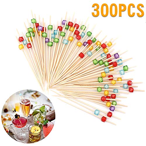Palillos de cóctel Lifreer 300 piezas (3 paquetes) 12 cm/4.72 in palillos de bambú palillos de dientes palillos de bambú para cóctel, barbacoa, kebabs, cócteles, fiesta, bandeja decorativa