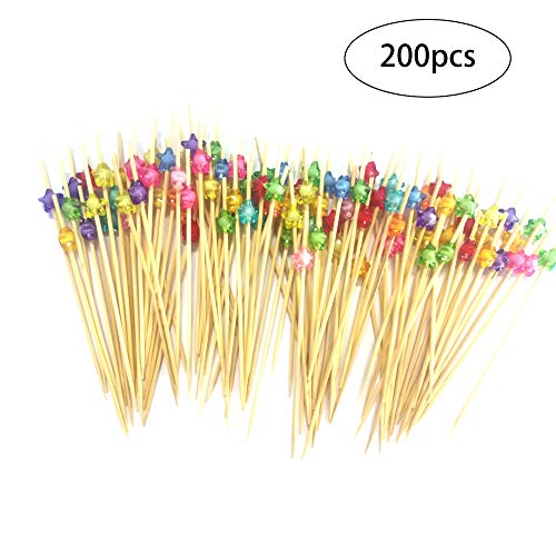 Palitos De COctel 200 Cuentas Palillos De Madera Palillos de cóctel de bambú 12cm palillo de Dientes Largo cócteles decoración para Fiesta Tapas sándwiches brocheta de Frutas