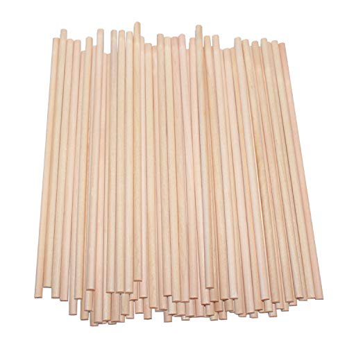 Palitos de Madera (200 Piezas) - 18cm x 5mm Natural Redondo Palitos - Palillos de Madera para Bricolaje Proyectos de Manualidades, Decoraciones para Bodas y Fiestas