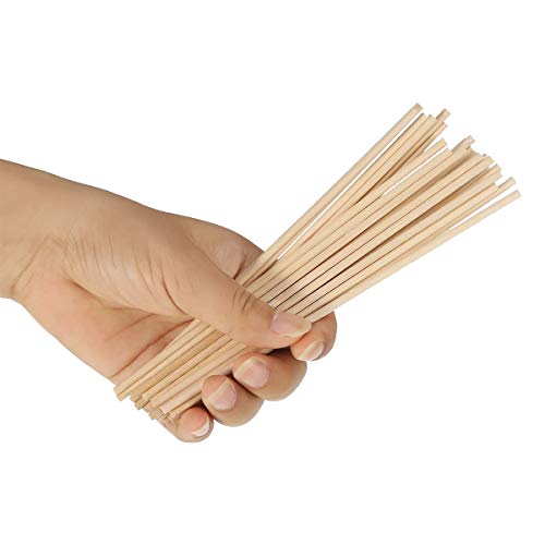 Palitos de madera manualidades / cocinar, 120 Palos para helados, fuente de chocolate, fruta, barbacoa, raclette y comida, palitos de madera natural redondos 15cm x 3mm