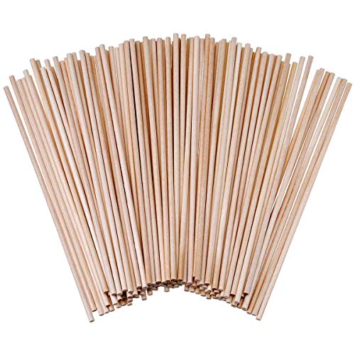 Palitos de madera manualidades / cocinar, 120 Palos para helados, fuente de chocolate, fruta, barbacoa, raclette y comida, palitos de madera natural redondos 15cm x 3mm