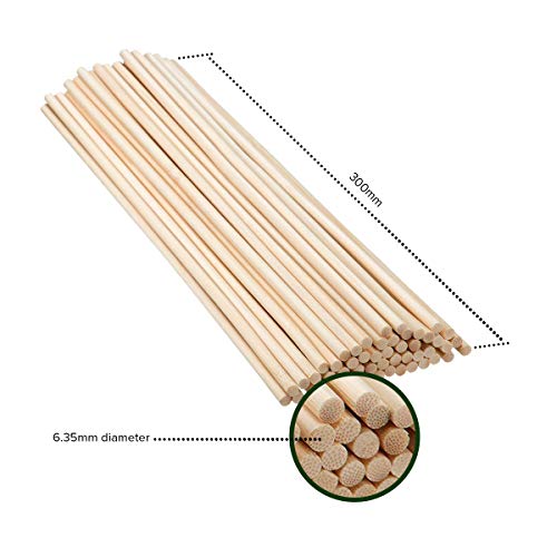 Palitos de Madera Redondos Pack de 60 Madera Manualidades (30cm x 6mm)