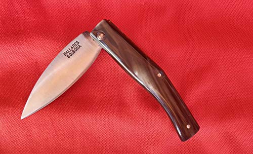 PALLARES SOLSONA Navaja Artesana BUSA, Mango Asta de Buey, Acero Inoxidable, 8 cm.