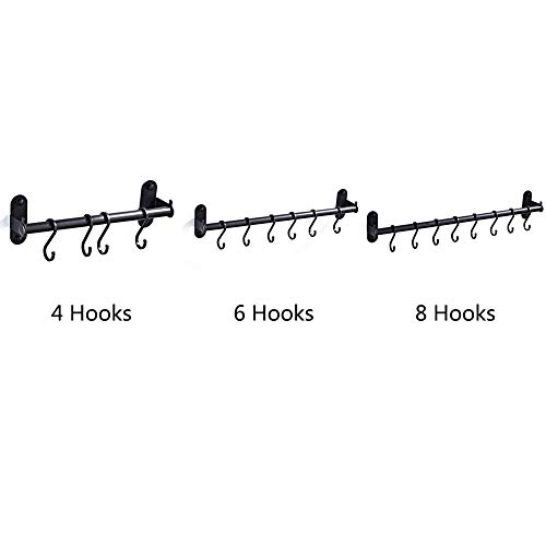 Pan Rack Olla Riel Colgante Utensilio Organizador Colgador Cocina Barra montada en la Pared Soporte Almacenamiento Perforado Gabinete Estante Hardware Moderno Aluminio(4 Ganchos)