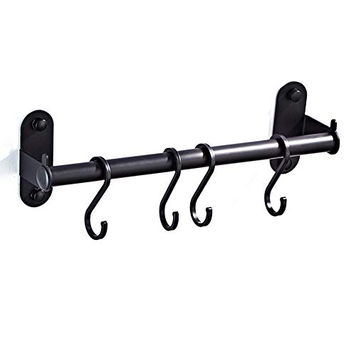 Pan Rack Olla Riel Colgante Utensilio Organizador Colgador Cocina Barra montada en la Pared Soporte Almacenamiento Perforado Gabinete Estante Hardware Moderno Aluminio(4 Ganchos)