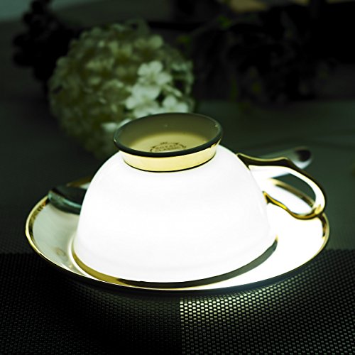 Panbado Juego de Tazas de Café de China de Hueso, 200ml, Taza de Café de Porcelana Blanca y Translúcida Vajilla de Té para Hogar, Oficina, Restaurante, Regalo para Cumpleaños, Festival - Borde Dorado