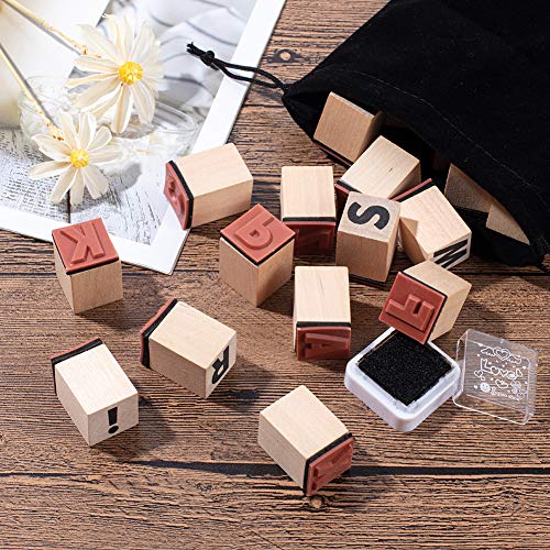 PandaHall 30 sellos de madera con letras de la A ~ Z de madera con alfabeto y símbolos para manualidades, cartas, diario y álbumes de recortes