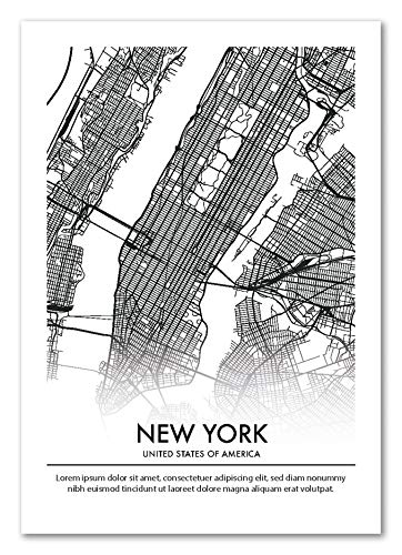 Panorama Póster Mapa Nueva York Personalizado 35x50cm - Impreso en Papel 250gr - Póster Mapa Ciudad - Láminas para Enmarcar - Regalo Personalizado Original - Cuadro Personalizado