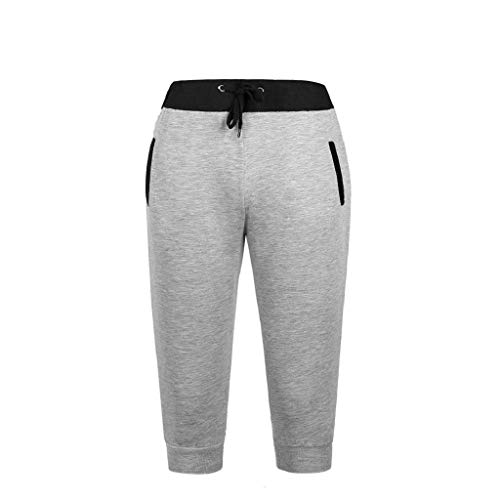 Pantalon 3/4 Hombre Deporte Verano 2019 Nuevo SHOBDW Casual Pantalones Hombre Chandal Cordón Fitness Pantalones Cortos Hombre Deporte con Bolsillos Tallas Grandes(Gris 2,XXL)